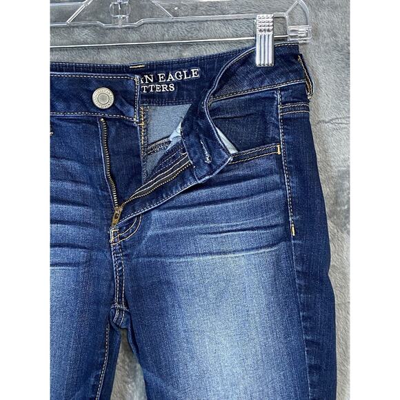American Eagle Outfitters Jegging Woman Size 4 Super Stretch Ripple Dark Wash - Picture 3 of 16